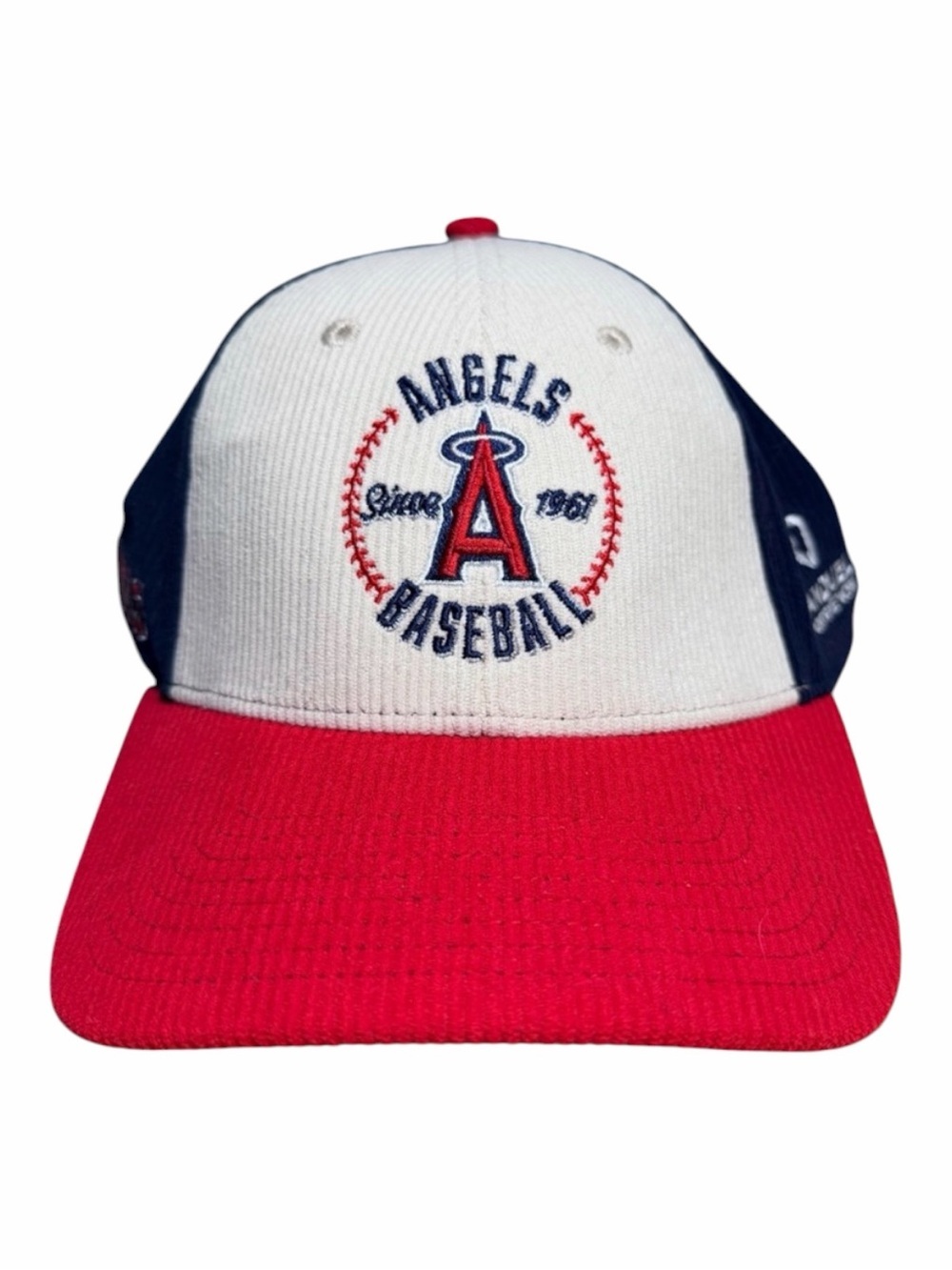 LA Anaheim Angels Baseball Tri-Color Cap - Red, White & Navy Courderoy